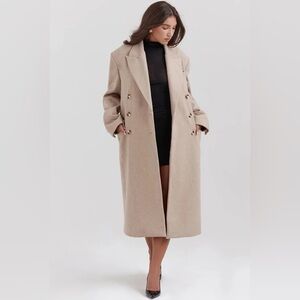 NWT House of CB Carter Oatmeal Coat Medium Wool Blend